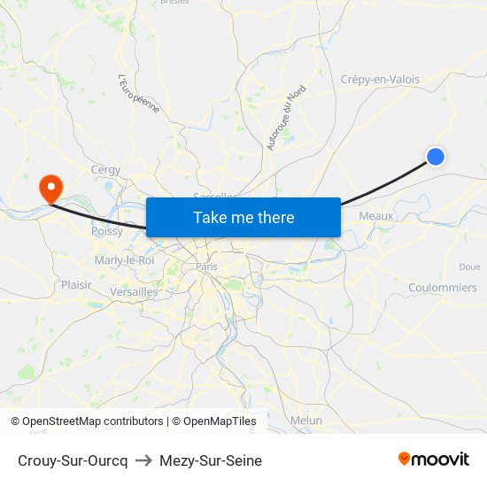 Crouy-Sur-Ourcq to Mezy-Sur-Seine map