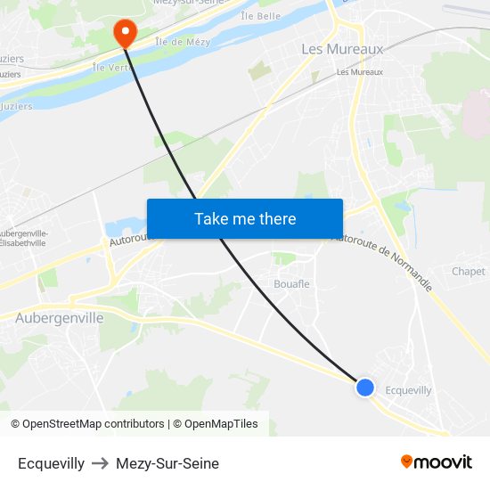 Ecquevilly to Mezy-Sur-Seine map