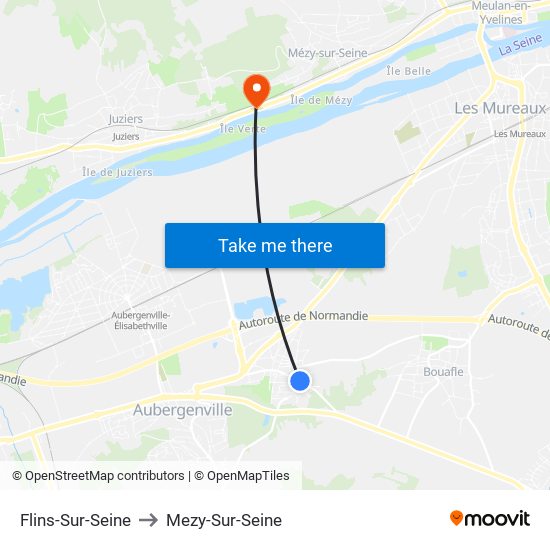 Flins-Sur-Seine to Mezy-Sur-Seine map