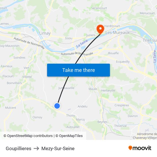 Goupillieres to Mezy-Sur-Seine map
