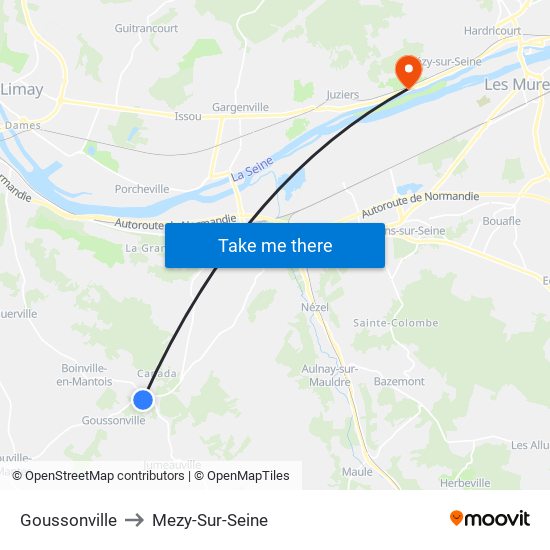 Goussonville to Mezy-Sur-Seine map