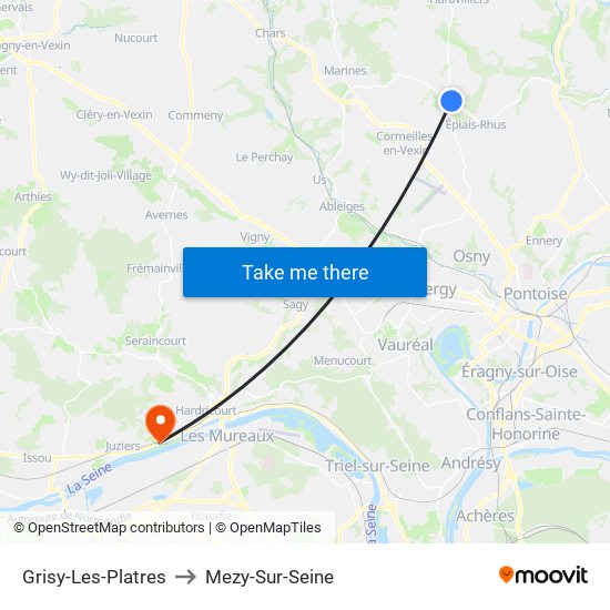 Grisy-Les-Platres to Mezy-Sur-Seine map