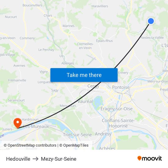 Hedouville to Mezy-Sur-Seine map