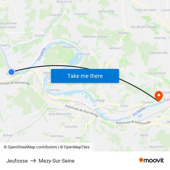 Jeufosse to Mezy-Sur-Seine map