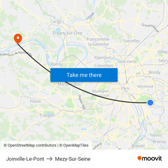 Joinville-Le-Pont to Mezy-Sur-Seine map