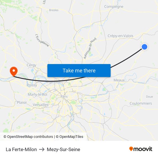 La Ferte-Milon to Mezy-Sur-Seine map