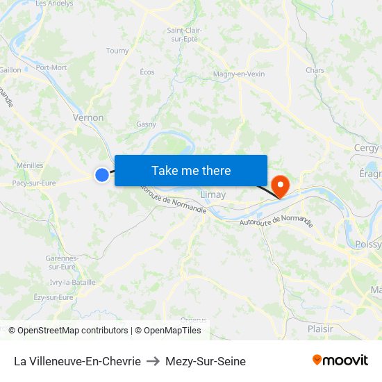 La Villeneuve-En-Chevrie to Mezy-Sur-Seine map