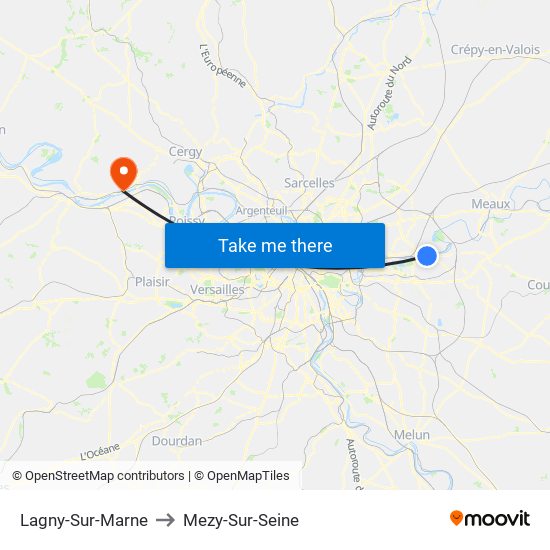 Lagny-Sur-Marne to Mezy-Sur-Seine map