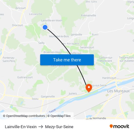 Lainville-En-Vexin to Mezy-Sur-Seine map