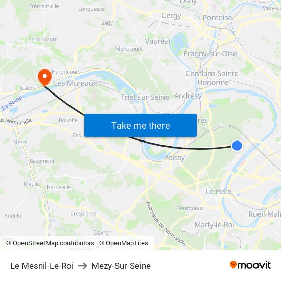 Le Mesnil-Le-Roi to Mezy-Sur-Seine map
