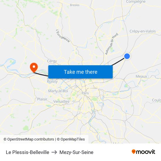 Le Plessis-Belleville to Mezy-Sur-Seine map