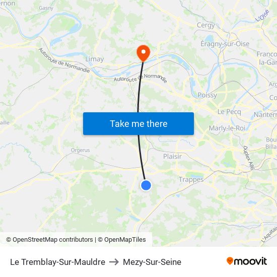Le Tremblay-Sur-Mauldre to Mezy-Sur-Seine map