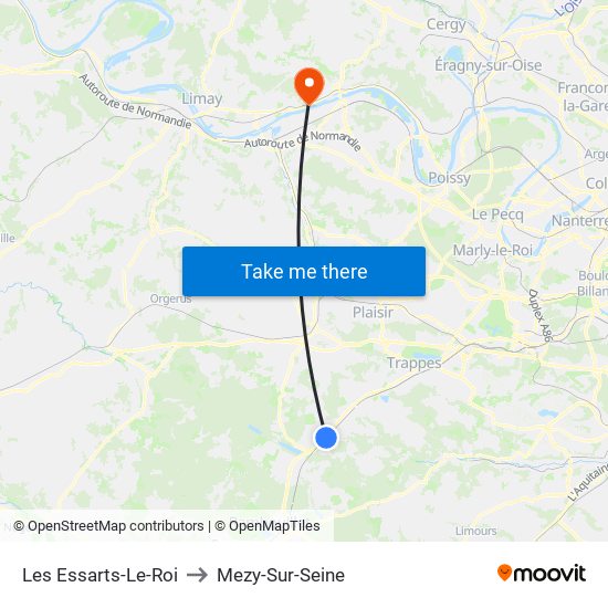 Les Essarts-Le-Roi to Mezy-Sur-Seine map