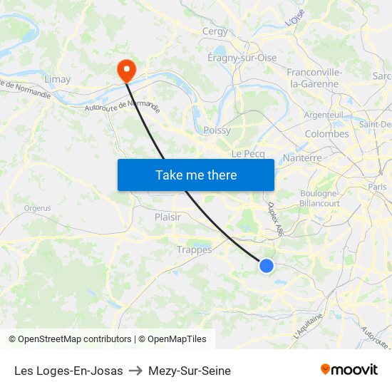 Les Loges-En-Josas to Mezy-Sur-Seine map