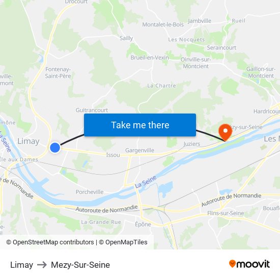 Limay to Mezy-Sur-Seine map