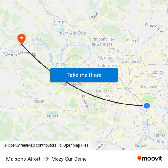 Maisons-Alfort to Mezy-Sur-Seine map