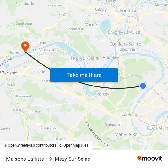 Maisons-Laffitte to Mezy-Sur-Seine map