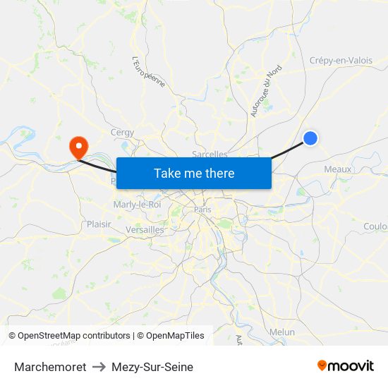Marchemoret to Mezy-Sur-Seine map