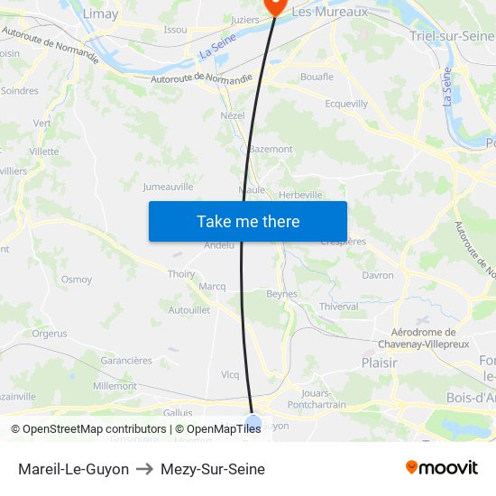 Mareil-Le-Guyon to Mezy-Sur-Seine map