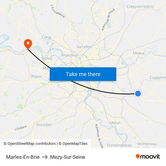 Marles-En-Brie to Mezy-Sur-Seine map