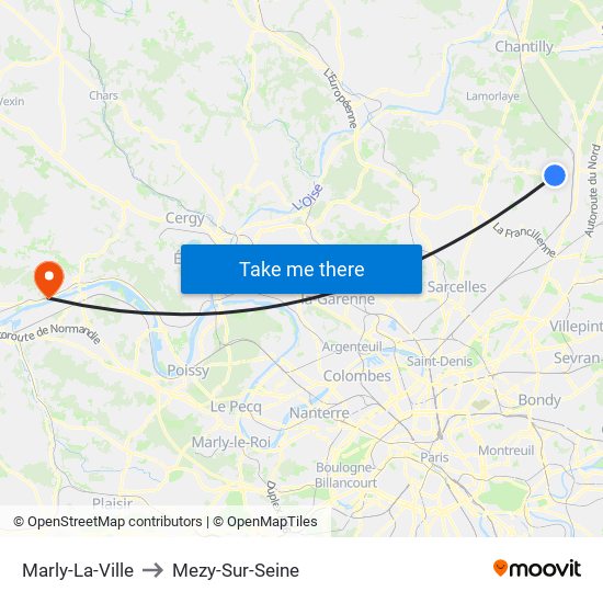 Marly-La-Ville to Mezy-Sur-Seine map