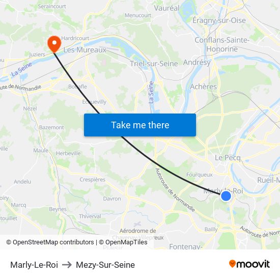 Marly-Le-Roi to Mezy-Sur-Seine map