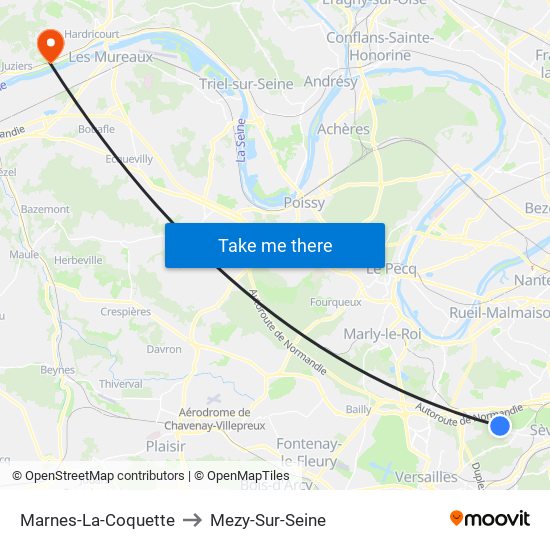 Marnes-La-Coquette to Mezy-Sur-Seine map