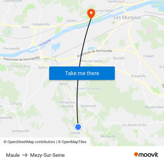 Maule to Mezy-Sur-Seine map
