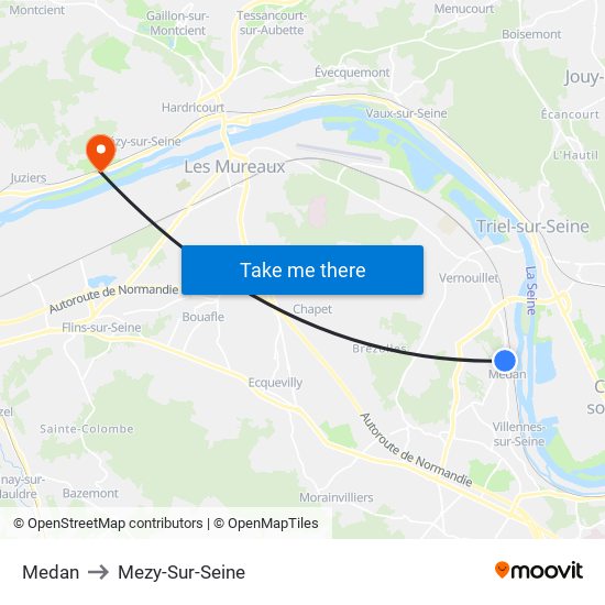 Medan to Mezy-Sur-Seine map