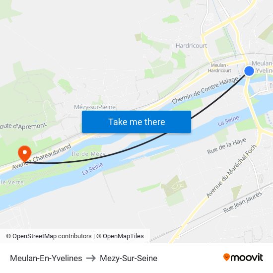 Meulan-En-Yvelines to Mezy-Sur-Seine map