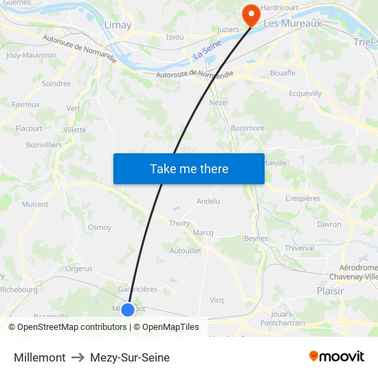 Millemont to Mezy-Sur-Seine map