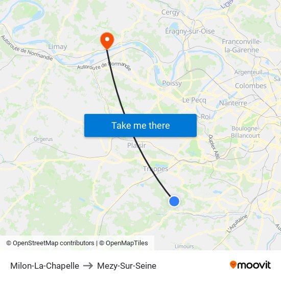 Milon-La-Chapelle to Mezy-Sur-Seine map