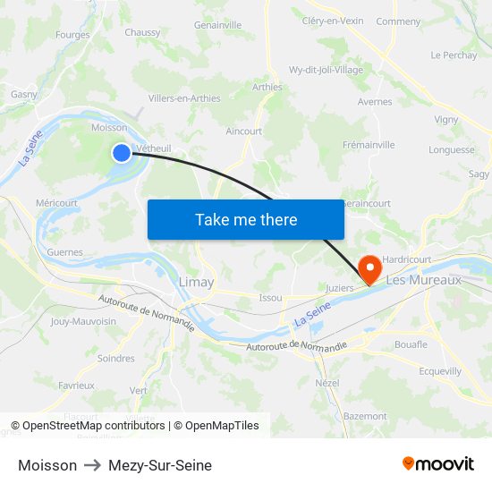 Moisson to Mezy-Sur-Seine map