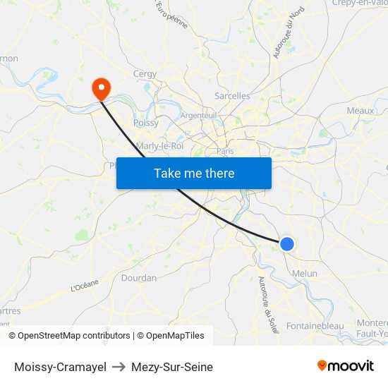 Moissy-Cramayel to Mezy-Sur-Seine map