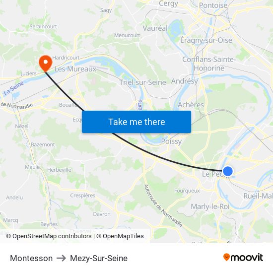 Montesson to Mezy-Sur-Seine map