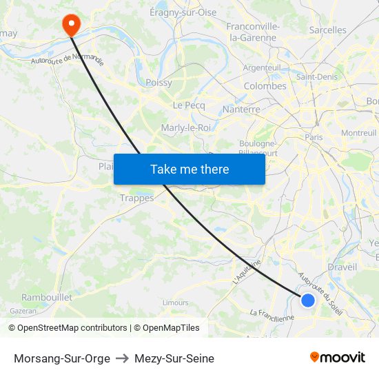 Morsang-Sur-Orge to Mezy-Sur-Seine map