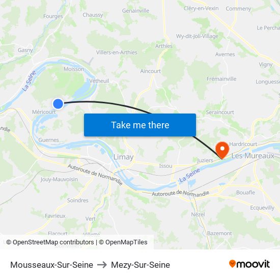 Mousseaux-Sur-Seine to Mezy-Sur-Seine map
