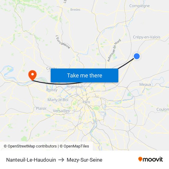 Nanteuil-Le-Haudouin to Mezy-Sur-Seine map