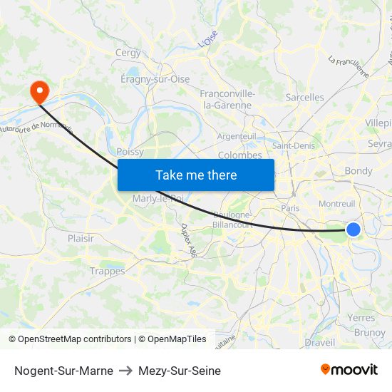 Nogent-Sur-Marne to Mezy-Sur-Seine map