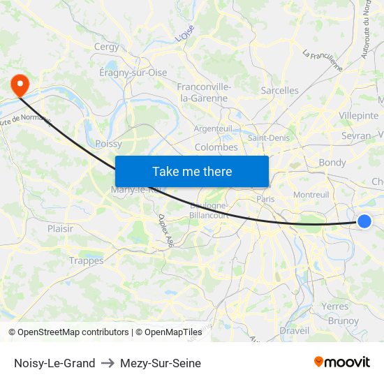 Noisy-Le-Grand to Mezy-Sur-Seine map