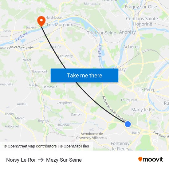 Noisy-Le-Roi to Mezy-Sur-Seine map