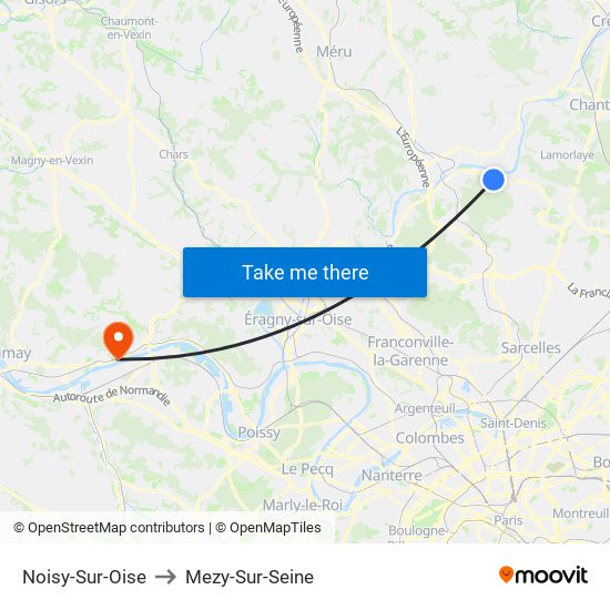 Noisy-Sur-Oise to Mezy-Sur-Seine map