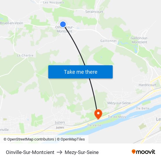 Oinville-Sur-Montcient to Mezy-Sur-Seine map