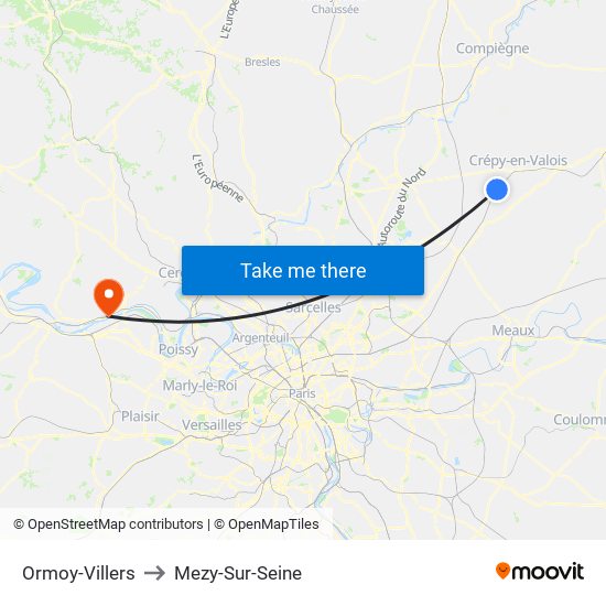 Ormoy-Villers to Mezy-Sur-Seine map