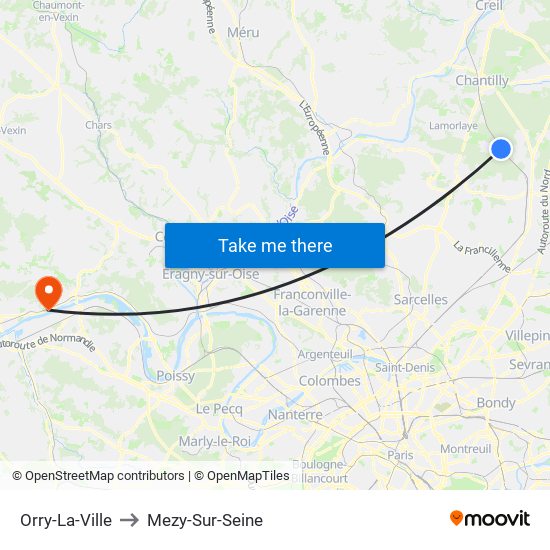 Orry-La-Ville to Mezy-Sur-Seine map