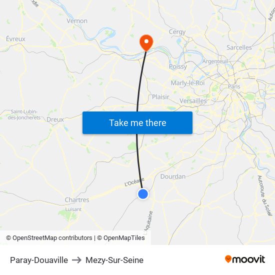 Paray-Douaville to Mezy-Sur-Seine map