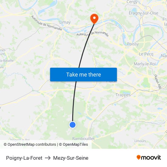 Poigny-La-Foret to Mezy-Sur-Seine map