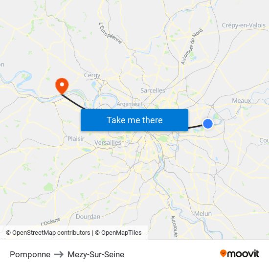 Pomponne to Mezy-Sur-Seine map