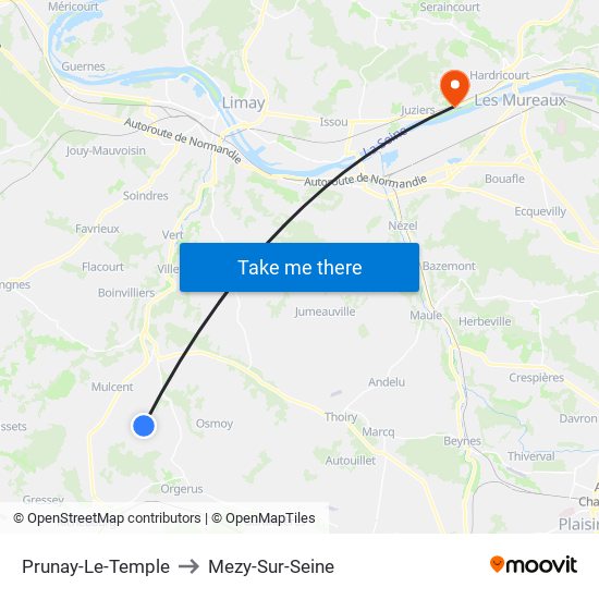 Prunay-Le-Temple to Mezy-Sur-Seine map