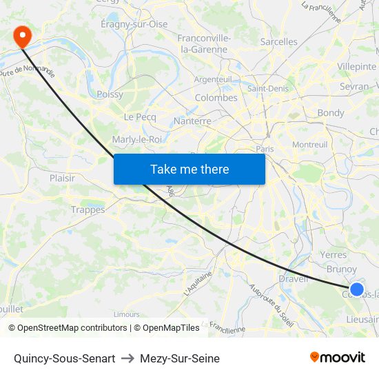 Quincy-Sous-Senart to Mezy-Sur-Seine map